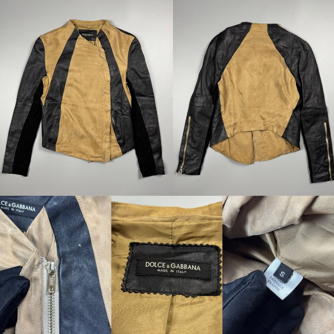 DOLCE & GABBANA TWO TONE LEATHER JACKET (Category: Luxury Apparel) located in Baguio. Submitted by binibibi (Listing ID 1424733084, Image 1). Description: DOLCE & GABBANA TWO TONE LEATHER JACKET (VGOOD - EXCELLENT CONDITION) SIZE: SMALL.