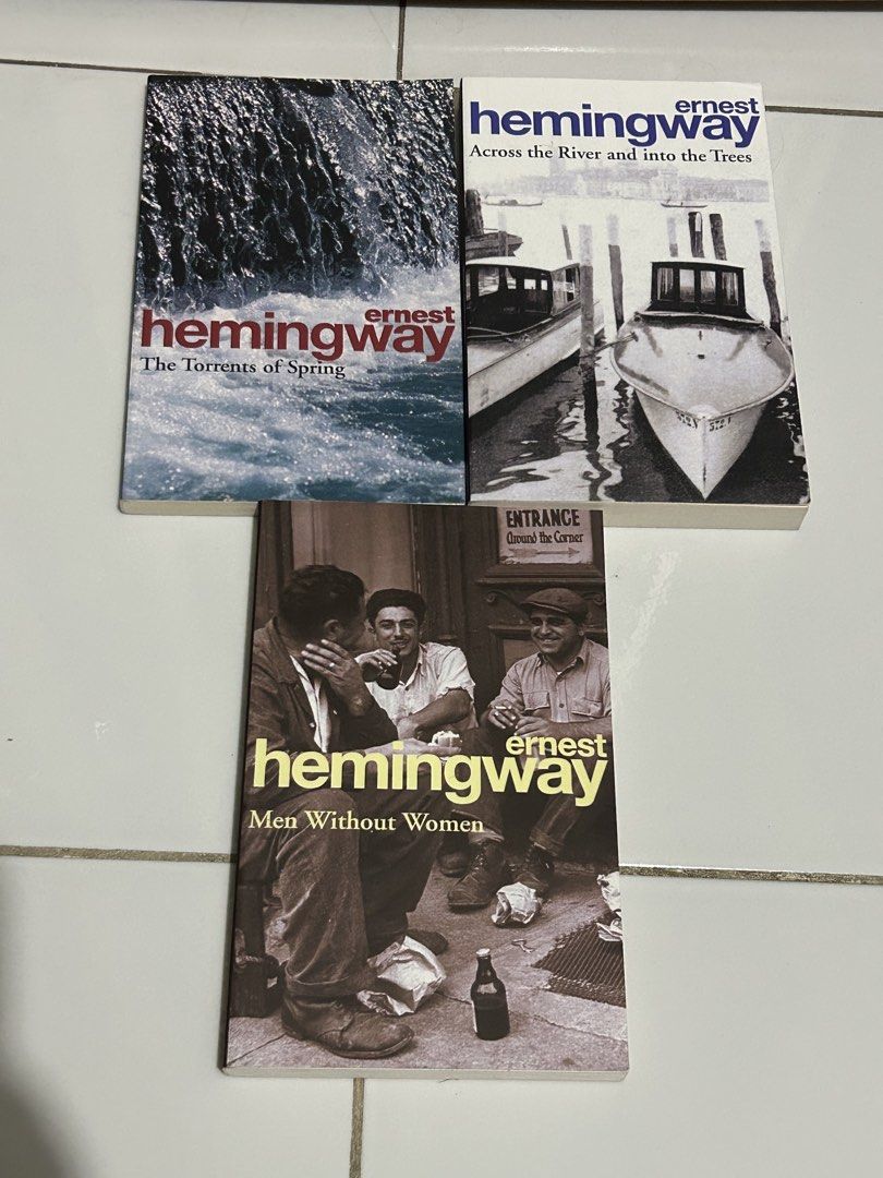 Ernest Hemingway Book Bundle (Category: Storybooks) located in Manila. Submitted by as_declutter (Listing ID 1424862622, Image 1). Description: Titles: - Men without women (with flaw see last photo) -The Torrents of Spring - Across the River and into the Trees 250 each, 650 as a bundle Loc: Manila MOD: ggx, j&t, lalamove Strictly payment first policy‼️.