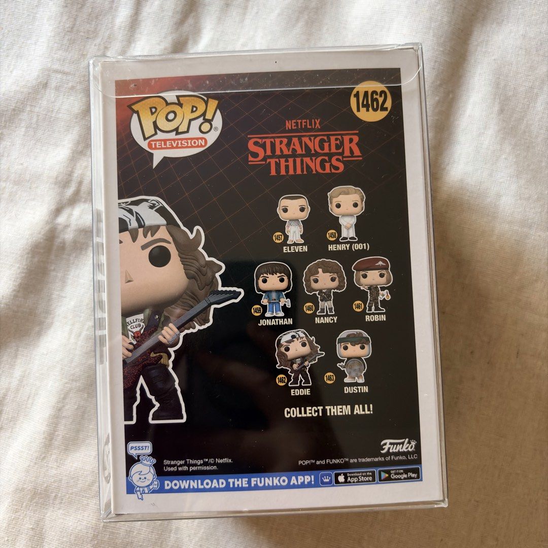 Funko Pop! Television Stranger Things Eddie #1462 (Category: Designer & Blind Box Toys) located in Silang. Submitted by delulubean (Listing ID 1424770954, Image 3). Description: Funko Pop! Television Stranger Things Eddie #1462 - original and noob - comes with protector - lalamove or j&t delivery (c/o buyer) - gcash payment 📍Silang, Cavite.