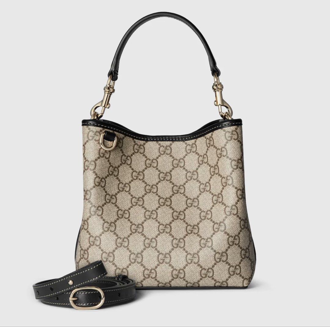 Gucci emblem small Bucket Bag (Category: Luxury Bags & Wallets) located in Makati City. Submitted by decluttering_28 (Listing ID 1424795210, Image 1). Description: GG emblem small bucket bag/crossbody Bought in greenbelt 4 Used 5 times only With box, cards, dust bag, receipt Current collection; still in stores Php105k.