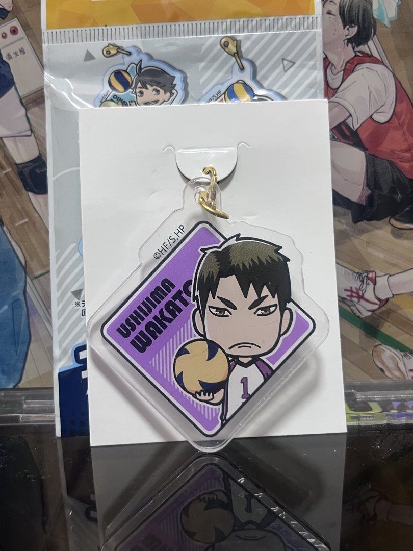Haikyuu Acrylic Charm (Category: Character Goods) located in Lapu Lapu. Submitted by yoiichi (Listing ID 1424849675, Image 2). Description: Haikyu! Acrylic Keychain from DAISO AVAILABLE: •Bokuto Koutaro PHP 80 •Ushijima Wakatoshi PHP 80 • Tendou Satori PHP 80 Buyer shoulders sf Located: Lapu-Lapu City Cebu MOP: GCASH MOD: J&T.