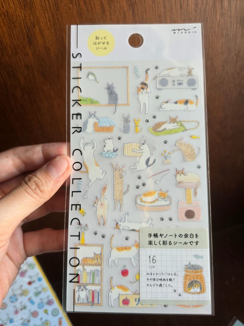 Midori Stickers - Cat Stickers for planner (Category: Stationery & School Supplies) located in Taguig. Submitted by erichabeee (Listing ID 1424785841, Image 2). Description: Bought from LOFT, Japan. 320 per sheet. Sealed and unused. RFS: Downsizing. MOP: BPI, Gcash, Gotyme, etc .