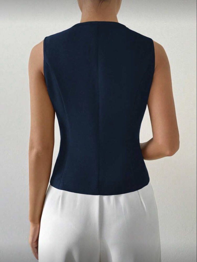 Navy Blue Sleeveless Vest Top (Category: Sleeveless) located in Manila. Submitted by ja_ddd (Listing ID 1424832552, Image 2). Description: .
