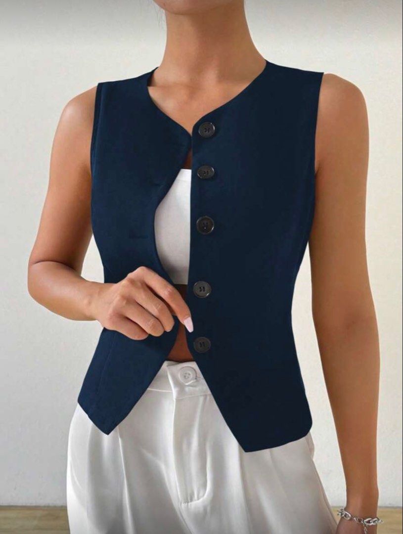 Navy Blue Sleeveless Vest Top (Category: Sleeveless) located in Manila. Submitted by ja_ddd (Listing ID 1424832552, Image 3). Description: .
