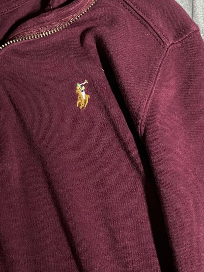 Polo Ralph Lauren Quarter-Zip Sweatshirt (Category: Longsleeves) located in Makati City. Submitted by alinessa (Listing ID 1424814248, Image 2). Description: - rich maroon color - no flaws - authenticated has complete tags - soft cotton material .