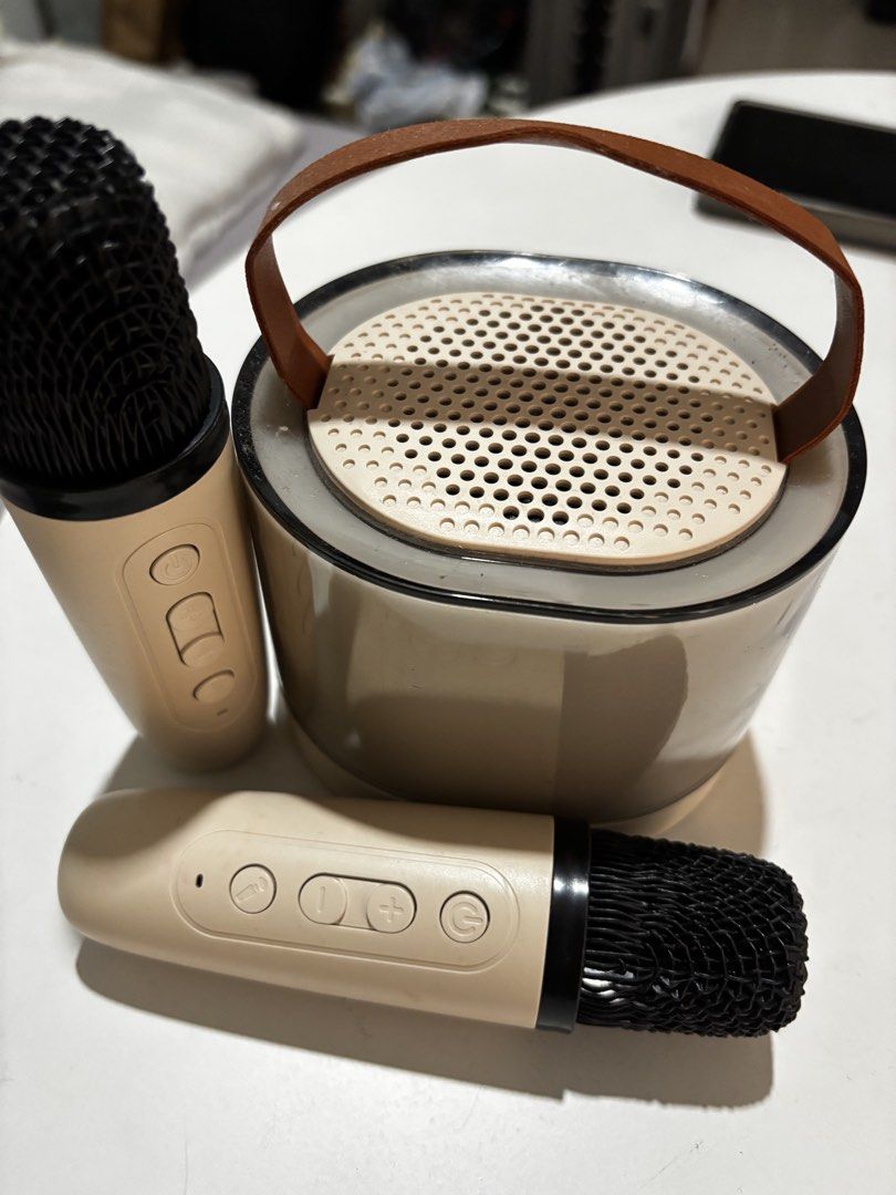 Stereo wireless mini karaoke speaker (Category: Portable Music Players) located in Quezon City. Submitted by marialpz (Listing ID 1424754492, Image 1). Description: Dual karaoke microphone (rechargable) Mini speaker with bluetooth for smartphones Kase RGB K129D Type C rechargable.
