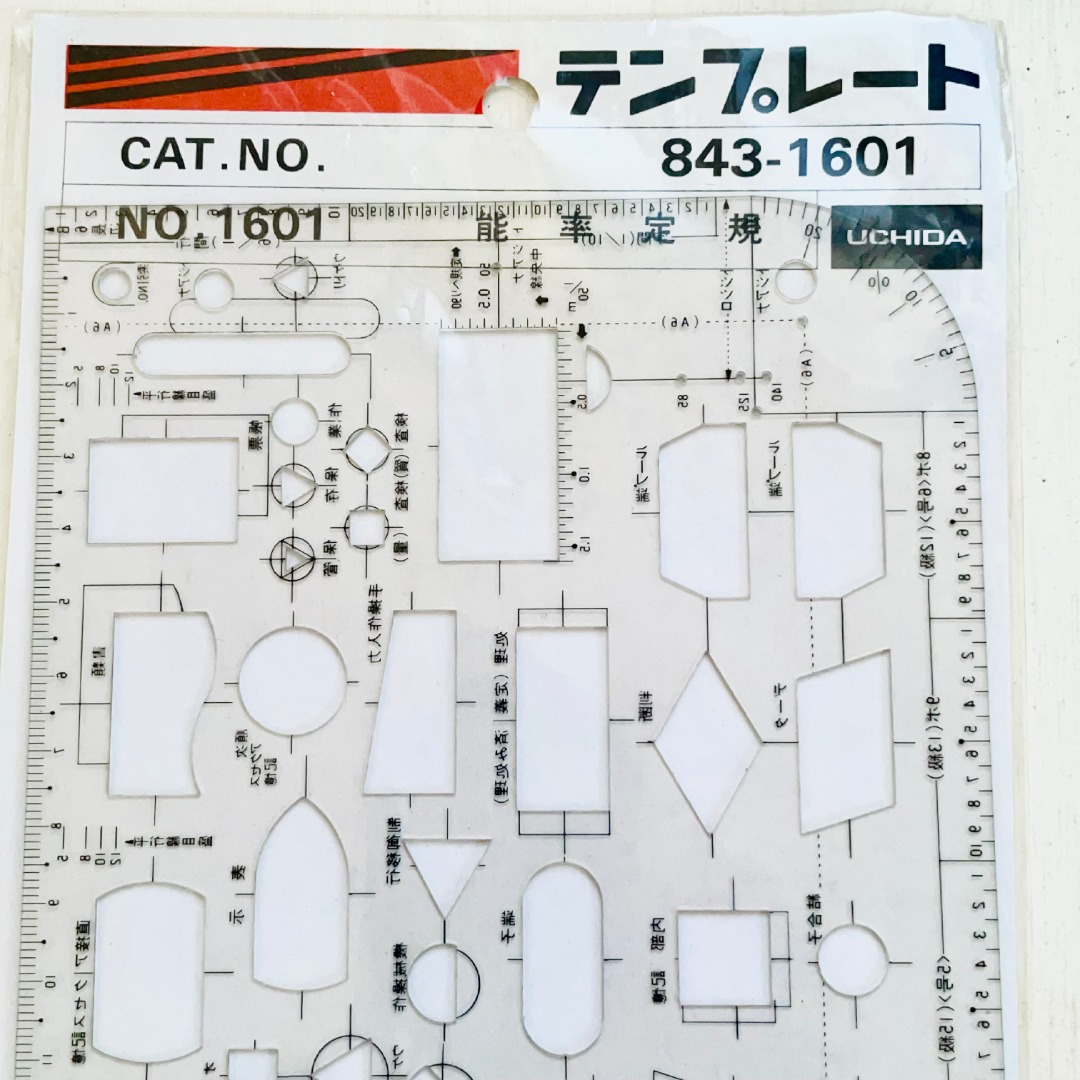 UCHIDA cat.no. 843-1601 Drafting Template for DRawing Technical Shapes ...