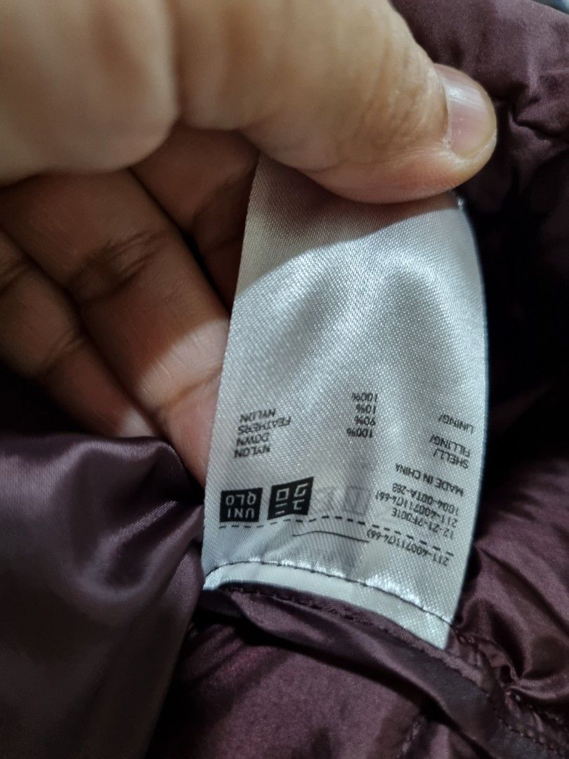 Uniqlo Women Ultra Light Down Jacket (Category: Coats, Jackets and Outerwear) located in Pasig City. Submitted by squishmallow30 (Listing ID 1424879064, Image 3). Description: Burgundy, Size L Wearer is 125 lbs weight, 5 ft height Used for one trip just before pandemic Ideal for spring or autumn, not warm enough for winter or temps below 10 deg Celcius Buyer shoulders shipping fee MOP GCash or bank transfer.