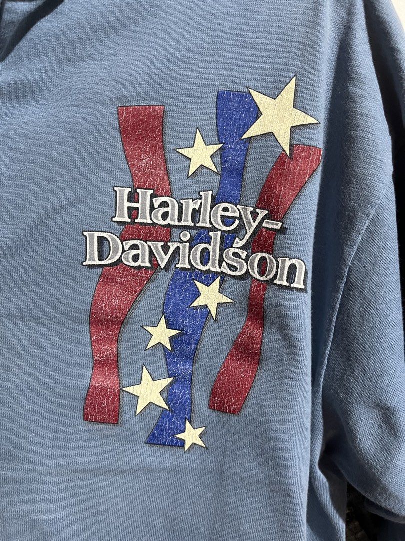 Vintage Harley-Davidson Long Sleeve Sweater (Category: Tshirts & Polo Shirts ) located in Davao. Submitted by downsouthdvo (Listing ID 1424865633, Image 2). Description: Length - 27.5 Width- 22 Cracked print, vintage Cut tag.
