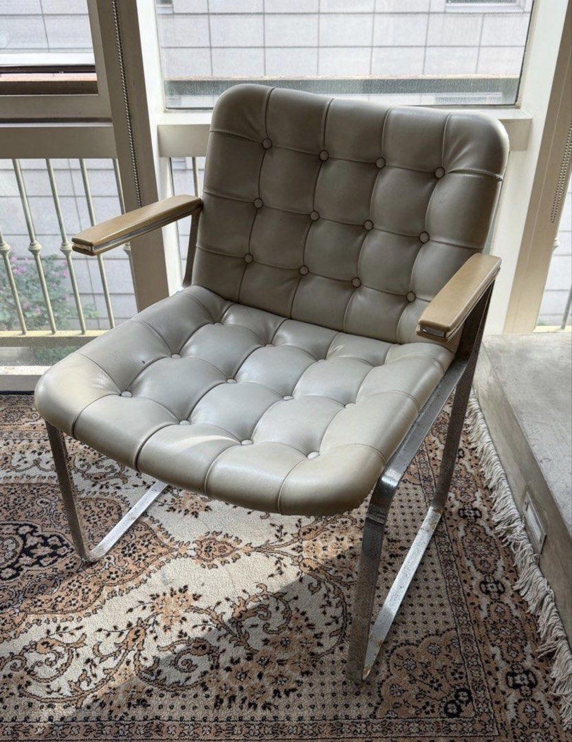 Vintage Leather Chair with Chrome Frame (Category: Chairs) located in Manila. Submitted by nmjkmn488v33482 (Listing ID 1424806467, Image 1). Description: Genuine Leather Vintage Chair. -Structurally sturdy -Stylish -Chrome legs -Leather seat RFS: Upgrade to sofa.