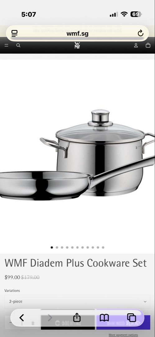 WMF Diadem Plus 2pcs Cookware Set - Brand New446002997368596483