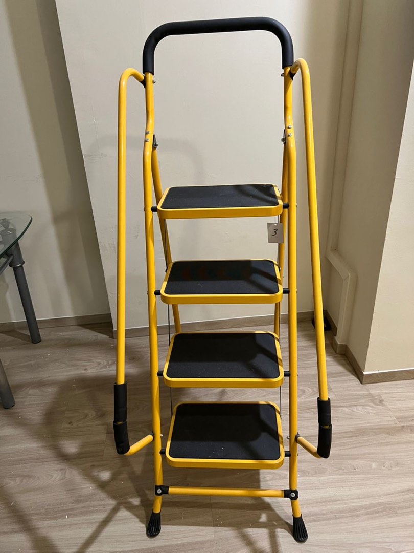 Yellow Step Ladder - 4 Steps, Furniture & Home Living, Home Improvement ...