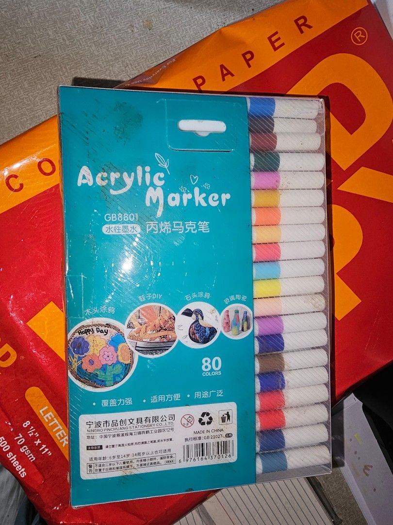 Acrylic Marker Set 80 Colors (Category: Craft Supplies & Tools) located in Manila. Submitted by simon_azer (Listing ID 1424988045, Image 2). Description: Used only for testing Still new Legarda Sampaloc Manila Loc Price is still negotiable .
