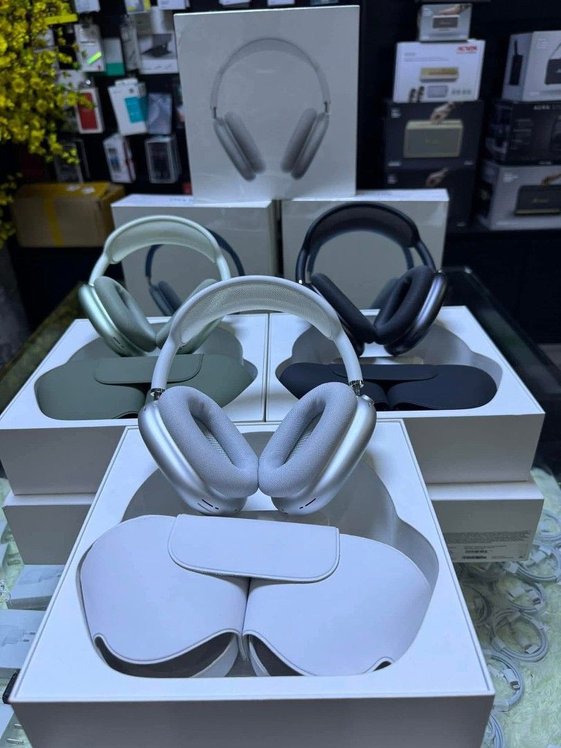 AirPods Max (Category: Headphones & Headsets) located in Manila. Submitted by nhh_accessories (Listing ID 1424931139, Image 1). Description: Apple AirPods Max headphones in multiple colors. Includes the headphones and the Smart Case. Available colors appear to be silver, green, and black. The headphones are in their original packaging..