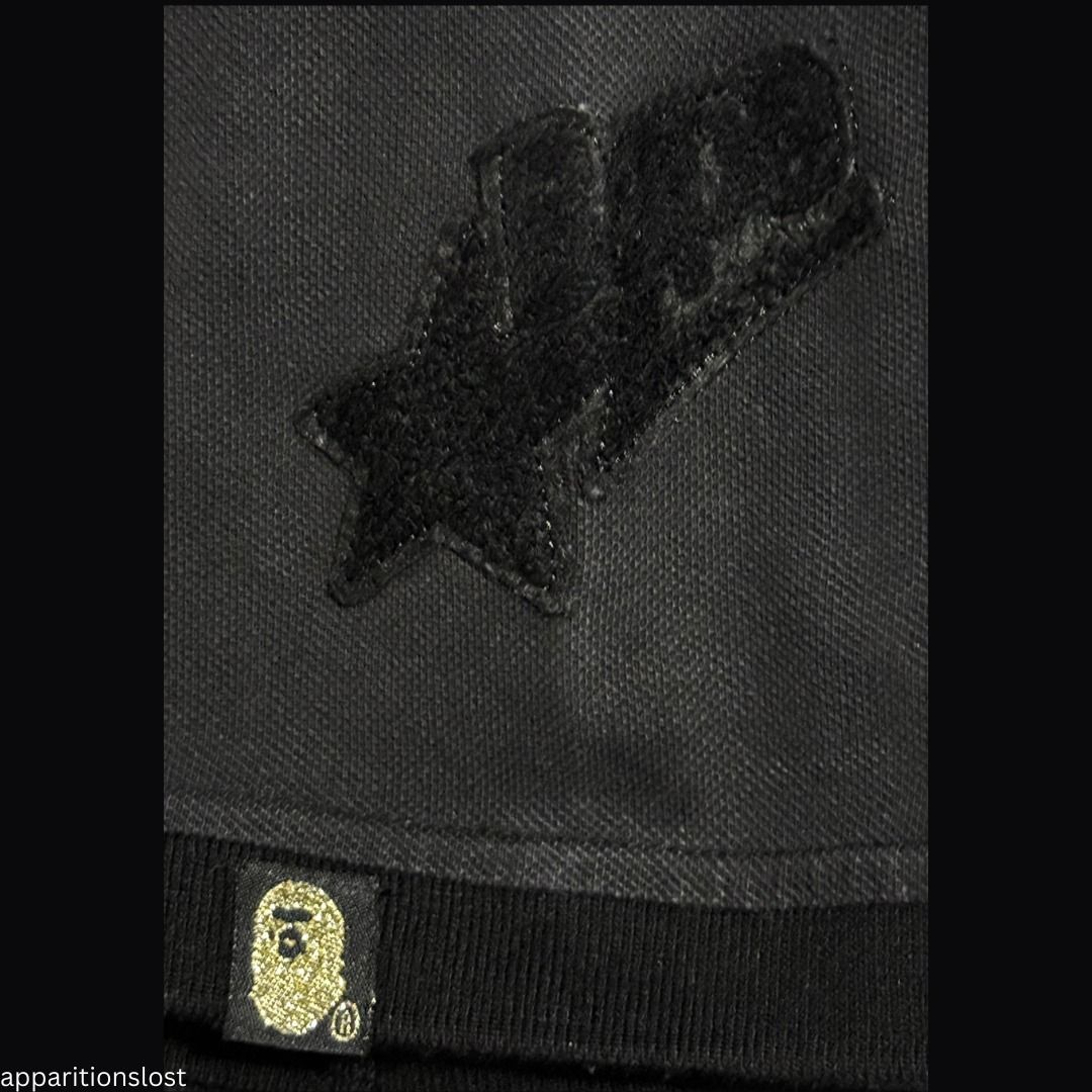 BAPE "Busy Works" Pique Polo (Category: Tshirts & Polo Shirts ) located in Pasig City. Submitted by apparitionslost (Listing ID 1425021055, Image 3). Description: +sf Preloved Black-on-Black Embroidery, Busy Works Circle Logo Length: 30in Width: 21in Off? GCash only.