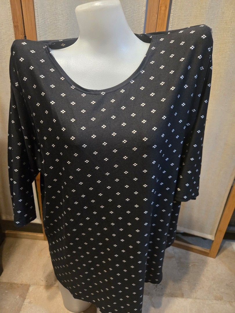 Black Diamond Print Top (Category: Others Tops) located in Pasig City. Submitted by leildyne (Listing ID 1424980856, Image 2). Description: Top features a black fabric with a repeating white diamond pattern. It has a round neckline and long sleeves. It is a versatile piece that can be dressed up or down..
