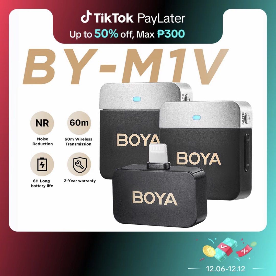 BOYA BY-M1V for lightning (iOS) (Category: Microphones) located in Angeles City. Submitted by keithyow (Listing ID 1424960200, Image 1). Description: BOYA BY-M1V Wireless Noise Cancelling Lavalier Mic (iOS Lightning) Bought this around ₱2,400. Still in good condition and working well. Complete with box and manual. Inclusions • 1 microphone • 1 receiver for iOS (Lightning) Perfect for vlogging, interviews, online meetings, or content creation. RFS