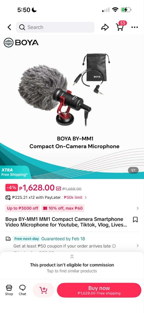 BOYA BY-MM1 Universal Cardioid Microphone (Category: Microphones) located in Mexico. Submitted by purple_ira (Listing ID 1424918054, Image 3). Description: BOYA BY-MM1 universal cardioid microphone. Includes the microphone, a furry windscreen, a shock mount, and various connecting cables. Compatible with cameras and smartphones. The box is included..