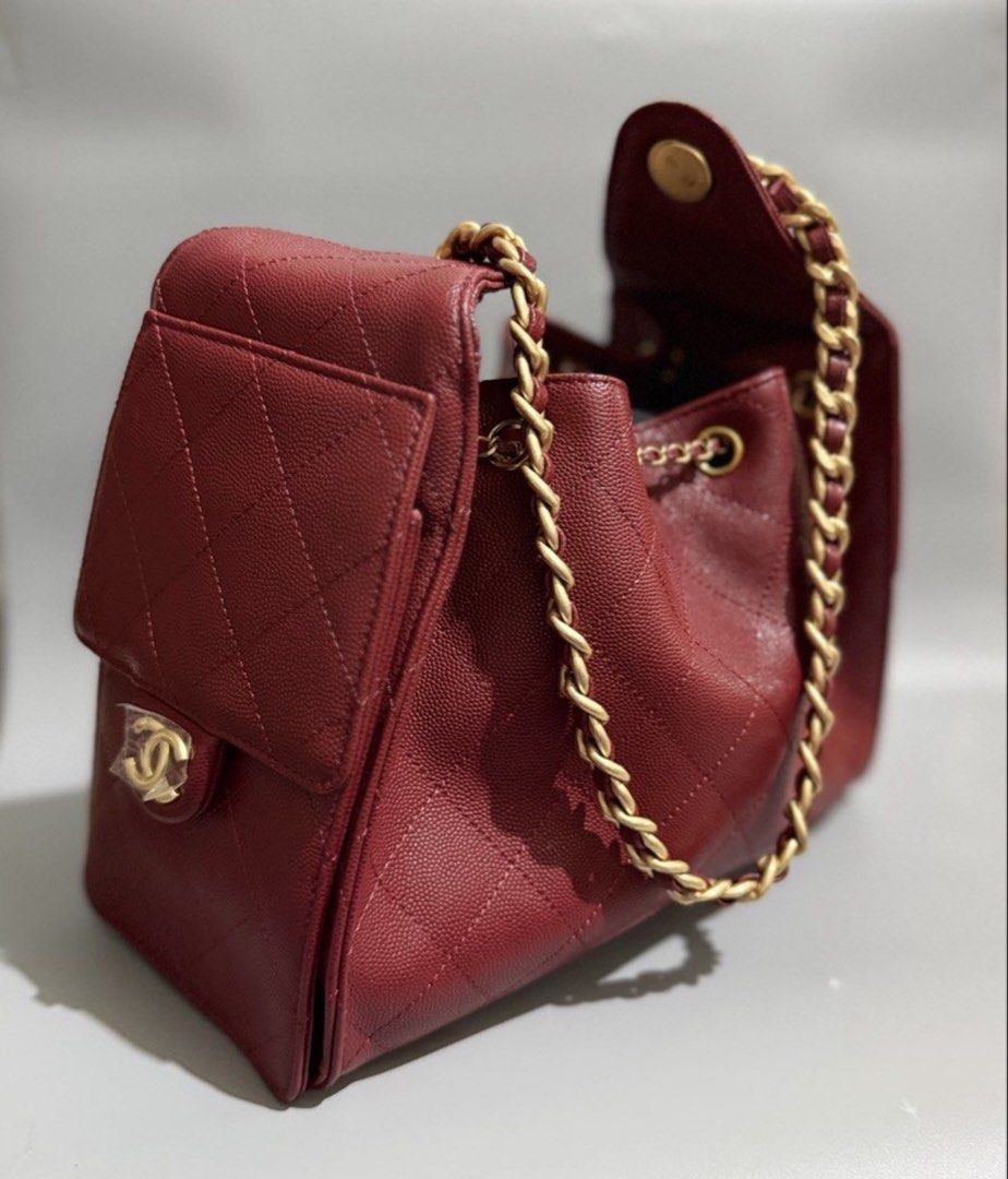 Chanel Drawstring Bucket Bag (Category: Luxury Bags & Wallets) located in Makati City. Submitted by CleverKloset (Listing ID 1424884975, Image 3). Description: ACTUAL PHOTOS POSTED! Chanel 25 Small Size (not mini) Burgundy Color Used Once Japan Sourced.