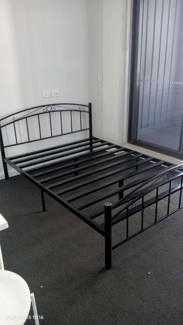 Cleveland Metal Bed Frame – Vintage Metal Design, Gloss Black Finish, Strong Steel Slats (Category: Furniture) located in Brisbane. Submitted by priceworth_brisbane (Listing ID 1424895063, Image 3). Description: Add timeless style to your bedroom with the Cleveland Metal Bed Frame. Designed with a classic vintage-inspired metal frame and gloss black finish, this bed offers both durability and elegance. Built from high-quality iron with strong sup