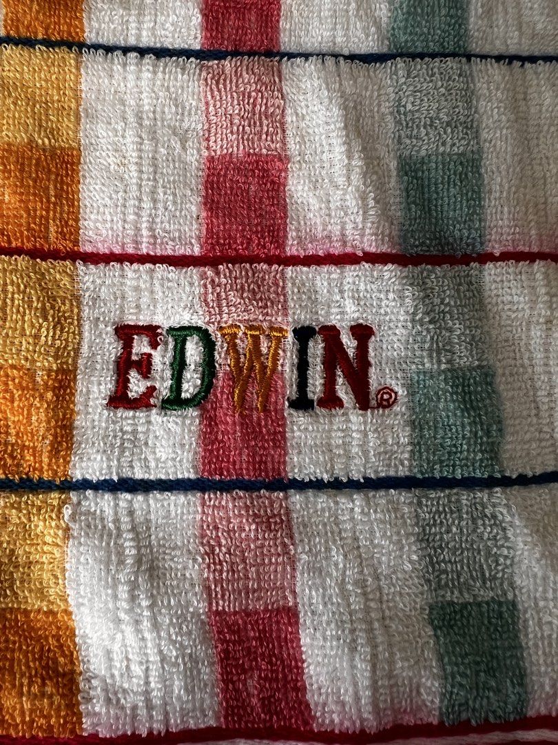 EDWIN Face Towel (Category: Bath) located in Cavite. Submitted by slumbermanila (Listing ID 1424996314, Image 2). Description: - EDWIN face towel - Checkered design - Embroidered EDWIN logo - Soft and absorbent material - Perfect for everyday use - Available for meetups in Tanza, Cavite.