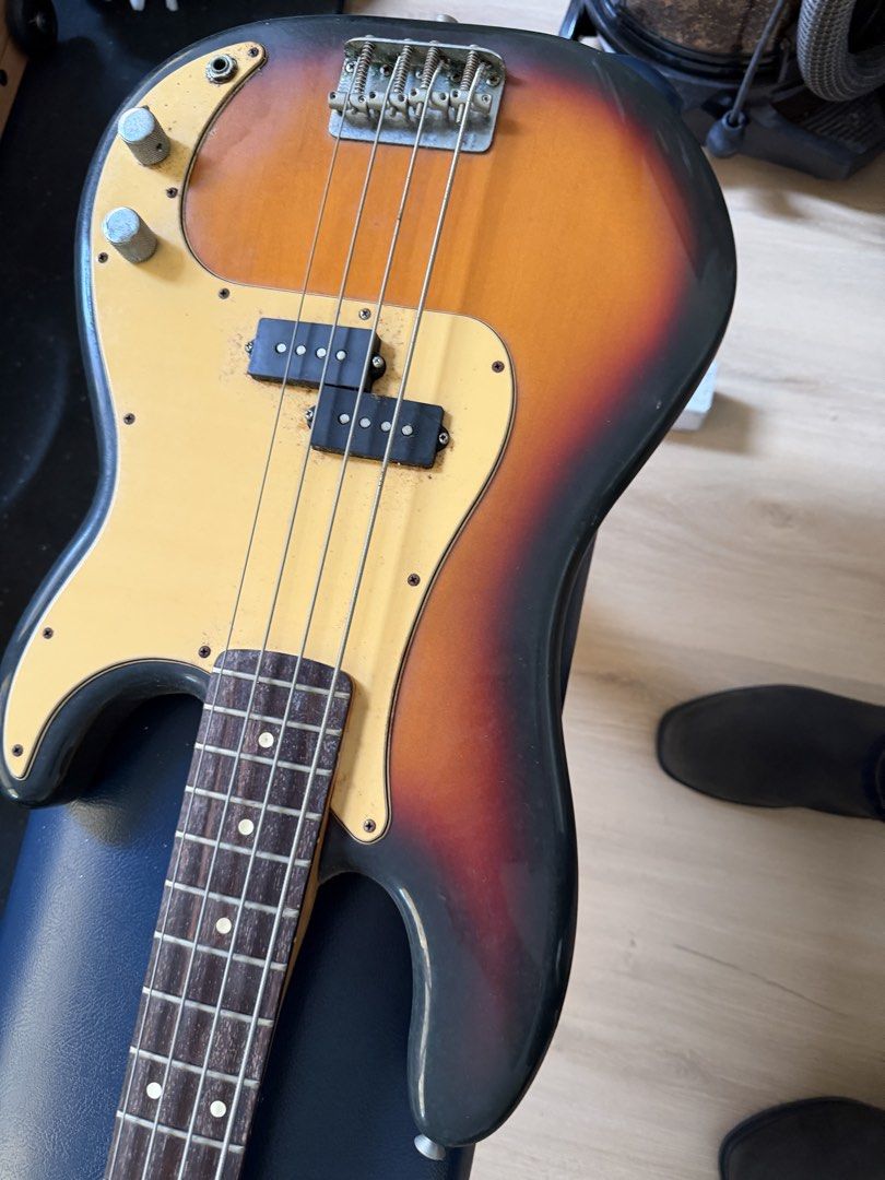 Fender Precision Bass Guitar Made in Mexico (Category: Musical Instruments) located in Makati City. Submitted by john.p1991 (Listing ID 1424909230, Image 3). Description: Lightly used, works perfectly. Patina on body.