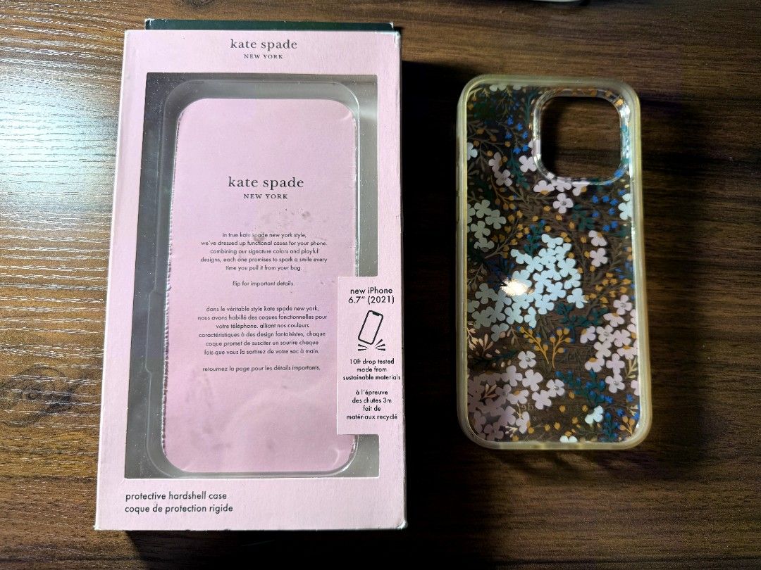 Kate Spade Iphone 13 pro max case (Category: Cases & Sleeves) located in Antipolo. Submitted by evnglstarenee (Listing ID 1424918347, Image 2). Description: Kate Spade Iphone 13 pro max case, minor issue sa gilid.