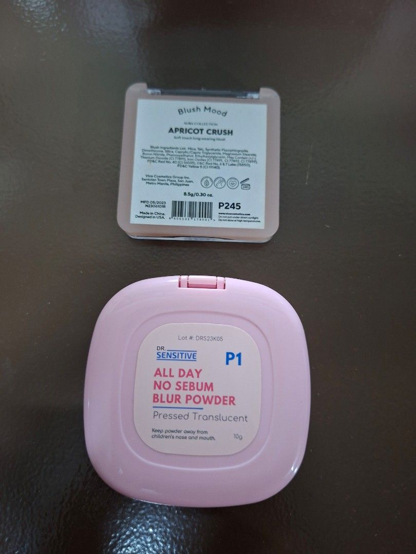 Makeup Bundle - Colourette Colourtint, Vice Cosmetics Blush (Category: Makeup) located in Manila. Submitted by declutterthingz30 (Listing ID 1424916371, Image 3). Description: - Colourette Colourtint in Maddie (swatched only) - Vice Cosmetics Aura Collection Blush in Apricot Crush (lightly used) - Dr. Sensitive Blur Powder in Translucent (lightly used) 📌 sf shouldered by the buyer via lalamove/j&t. NO MEETUPS sampaloc, manila -.