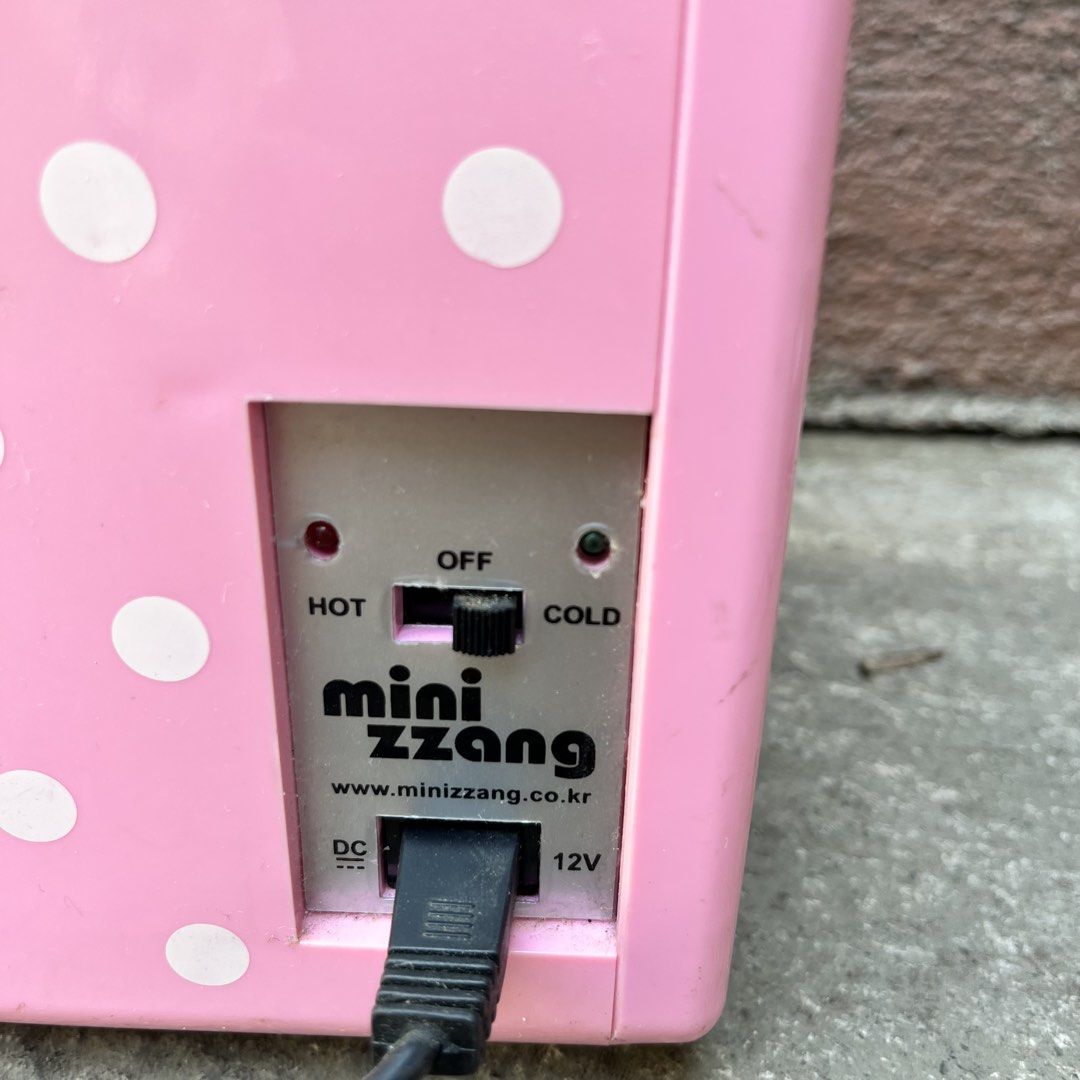 Mini Zzang Pink Polka Dot Mini Fridge (Category: Refrigerators and Freezers) located in San Fernando. Submitted by thethriftwardrobe.ph (Listing ID 1424984570, Image 2). Description: Car Mini ref Working.