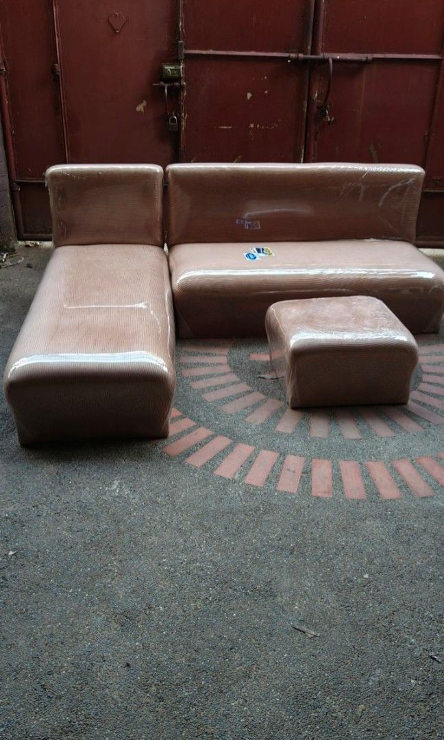 New L-Type Sofa Set with Ottoman (Category: Sofas) located in Quezon City. Submitted by bagsforless16 (Listing ID 1424896647, Image 1). Description: Brand New L Type Sofa Set Made with Uratex Foam Ideal for Living Rooms and Lounges Offers Comfortable Seating Still in Original Plastic Wrap Original Price: 16,500 Selling Price: 5,800.