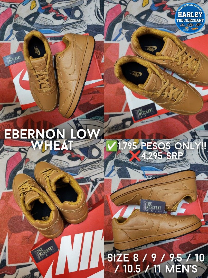 Nike Ebernon Low Wheat (Category: Sneakers) located in Marikina City. Submitted by tm_harley (Listing ID 1424907929, Image 1). Description: Get these stylish Nike Ebernon Low sneakers in wheat color. Available sizes are 8, 9, 9.5, 10, 10.5, and 11 for men. The original price is 4,295 pesos, but now it's only 1,795 pesos. These sneakers are perfect for everyday wear, offering both comfort and style..