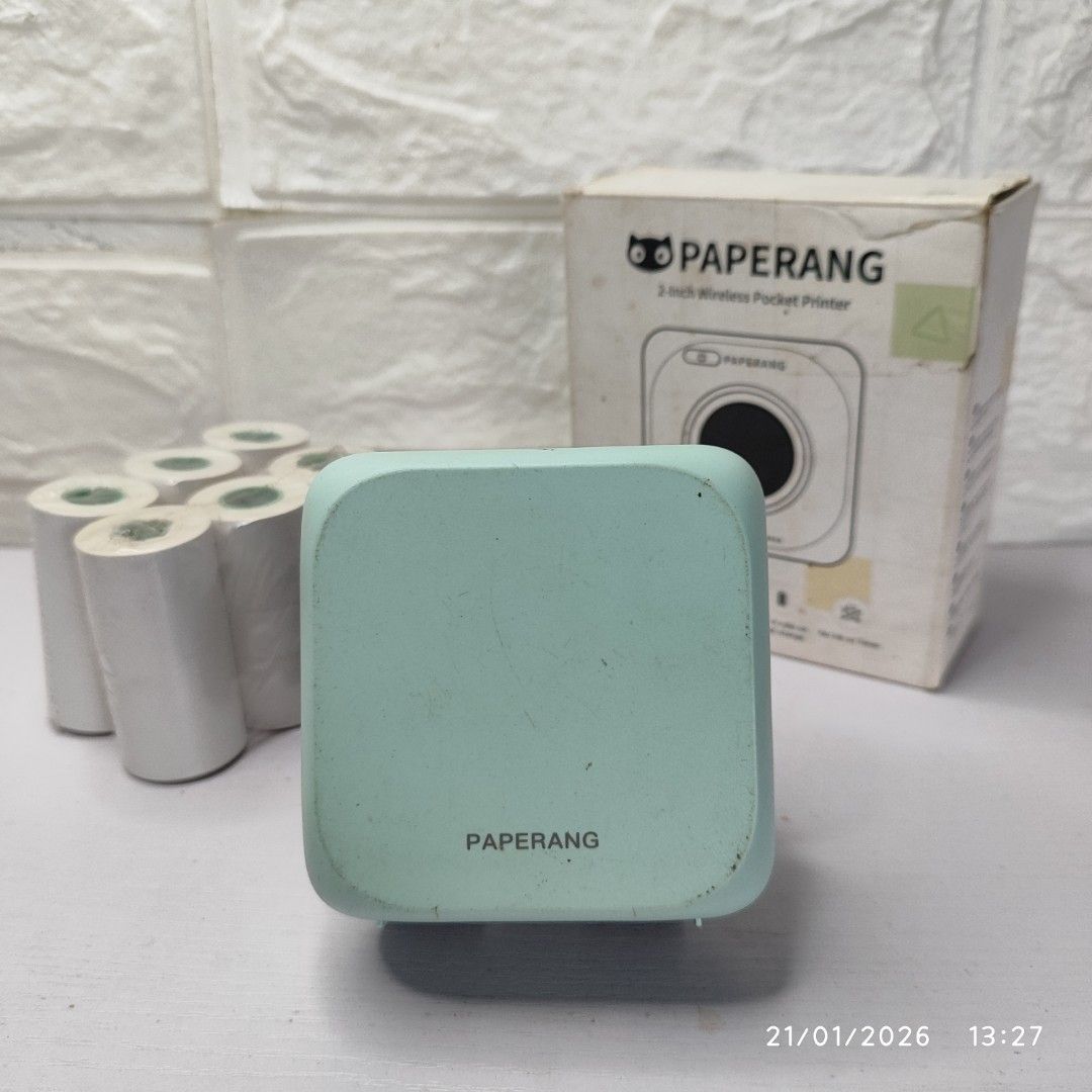 Mini Printer 🖨️ Paperang P1A1 2-inch Wireless Pocket Printer (Category: Printers, Scanners & Copiers) located in Makati City. Submitted by senzuki_thriftshop (Listing ID 1424891001, Image 2). Description: Can print parcel waybill with sticker rolls.