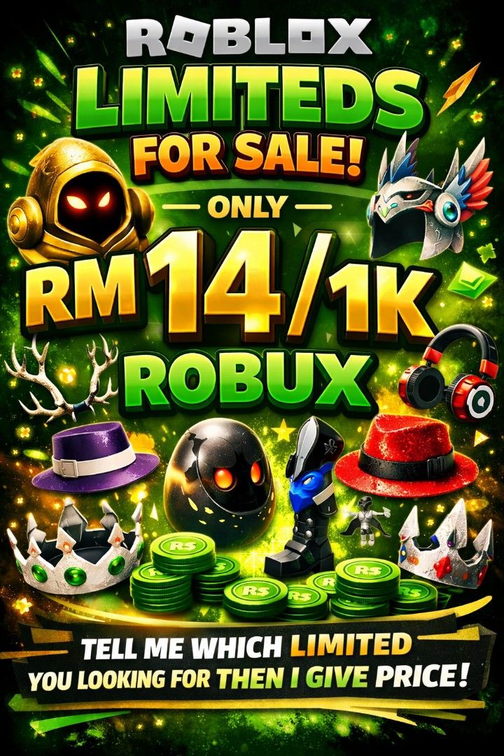 Limited Robux Item Roblox Limiteds For Sale - RM14/1K Robux, Video Gaming, Video Games ...