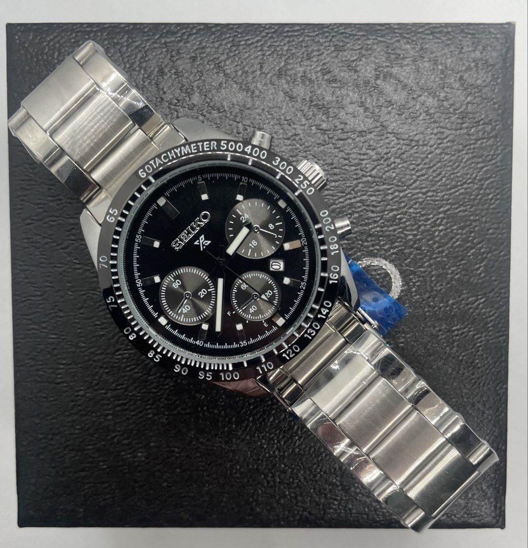 Seiko Prospex Speedtimer Solar Chronograph (Category: Men's Watches) located in Legazpi City. Submitted by gab_12 (Listing ID 1424980766, Image 2). Description: Seiko Chronograph⌚️ What you see is what you get‼️ ✅ Size: 39mm ✅ Premium Quality ✅ Condition: Brand New ✅ Glass: Scratch-proof Sapphire ✅ Metal: High-grade Steel ✅ Automatic Movement ✅ Bazel Color: Black Full Set: Box, and Bag 🛍️ PM is the key🔑 .