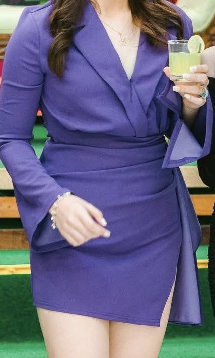 Shein Colar Wrap Hem Dress (Category: Dresses) located in Quezon City. Submitted by ryevxyz (Listing ID 1424935088, Image 3). Description: SUPER NICE NITOOO size: M condition: used once color: purple/violet the color may vary in the photo due to lighting.