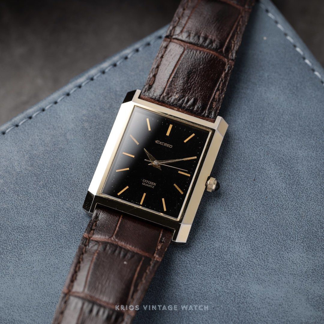 VINTAGE CITIZEN EXCEED BLACK DIAL TANK WATCH, Men's Fashion, Watches ...