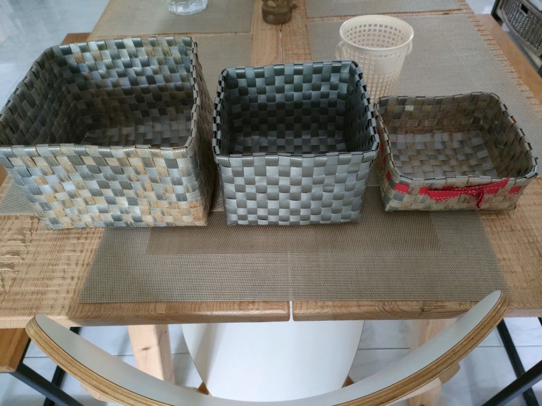 Woven Storage Basket Set - Grey Tones446855023019970562