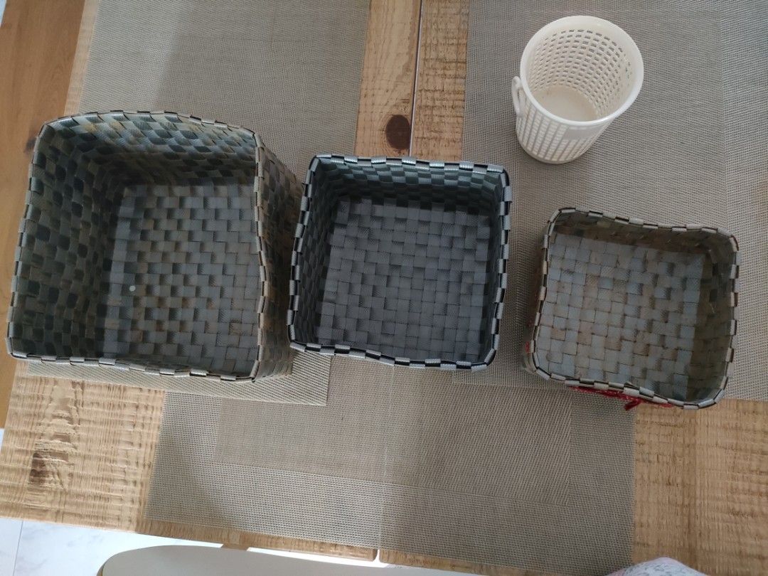 Woven Storage Basket Set - Grey Tones