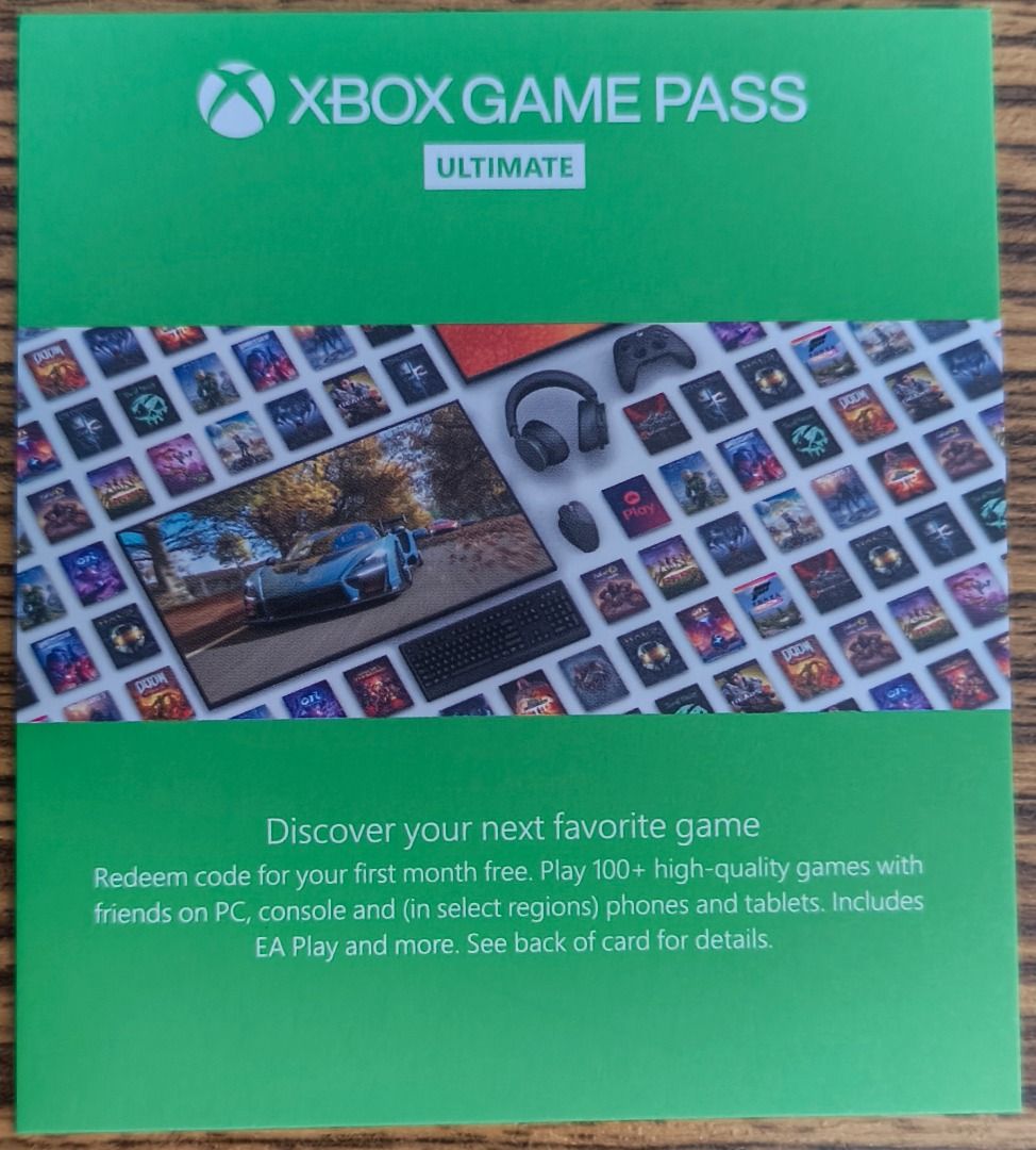 Xbox Game Pass Ultimate for PC and Xbox 1 month, Video Gaming, Video ...