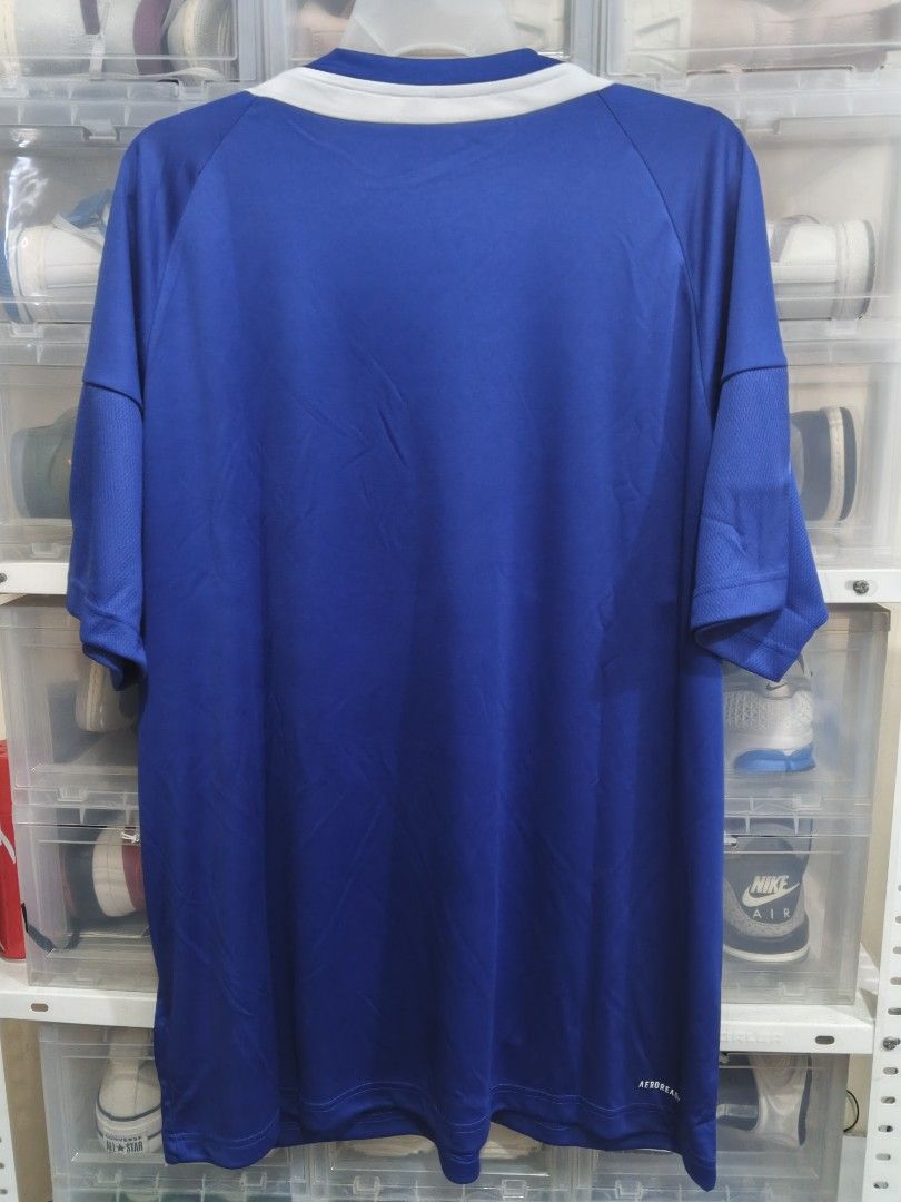 Adidas AEROREADY Blue Jersey (Category: Activewear) located in Bacoor. Submitted by nmcave (Listing ID 1425076919, Image 2). Description: Adidas jersey is blue with white accents. It features the Adidas logo on the front and AEROREADY technology. The jersey has short sleeves and a crew neck. SIZE XXXL EQUIVALENT TO 5XL PHILIPPINES SIZING.