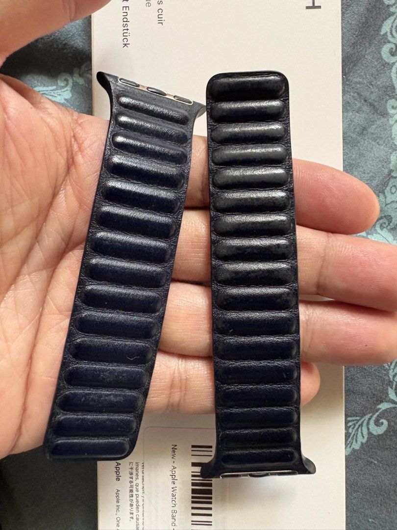 Apple Watch Band - Leather Magnetic (Category: Wearables & Smart Watches) located in Cavite. Submitted by shophoenix (Listing ID 1425060867, Image 3). Description: Genuine Apple Watch band. This is a leather magnetic band. The band is Ink colorway. The size is 41mm/40mm/38mm. .
