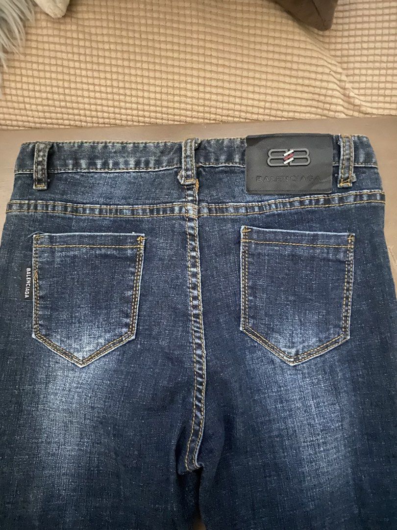 Balenciaga Dark Wash Jeans (Category: Jeans) located in Quezon City. Submitted by second.ave (Listing ID 1425187624, Image 3). Description: Balenciaga Jeans Fits 24-26 waistline Authentic Distressed style.