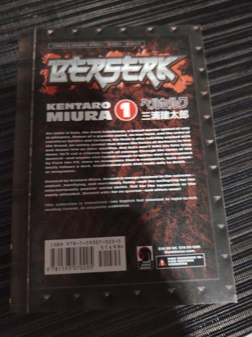 Berserk vol. 1 (Category: Comics & Manga) located in Iloilo. Submitted by bhogz23 (Listing ID 1425176869, Image 2). Description: Berserk Vol. 1 (Manga) Price: ₱420 Condition: Good condition, well kept. Pages are clean with no tears, folds, or writings. Only minimal shelf wear. Description: Selling Berserk Vol. 1, one of the most iconic dark fantasy manga series. Follow the story of Guts, a lone mercenary fighting through a brutal world filled wit