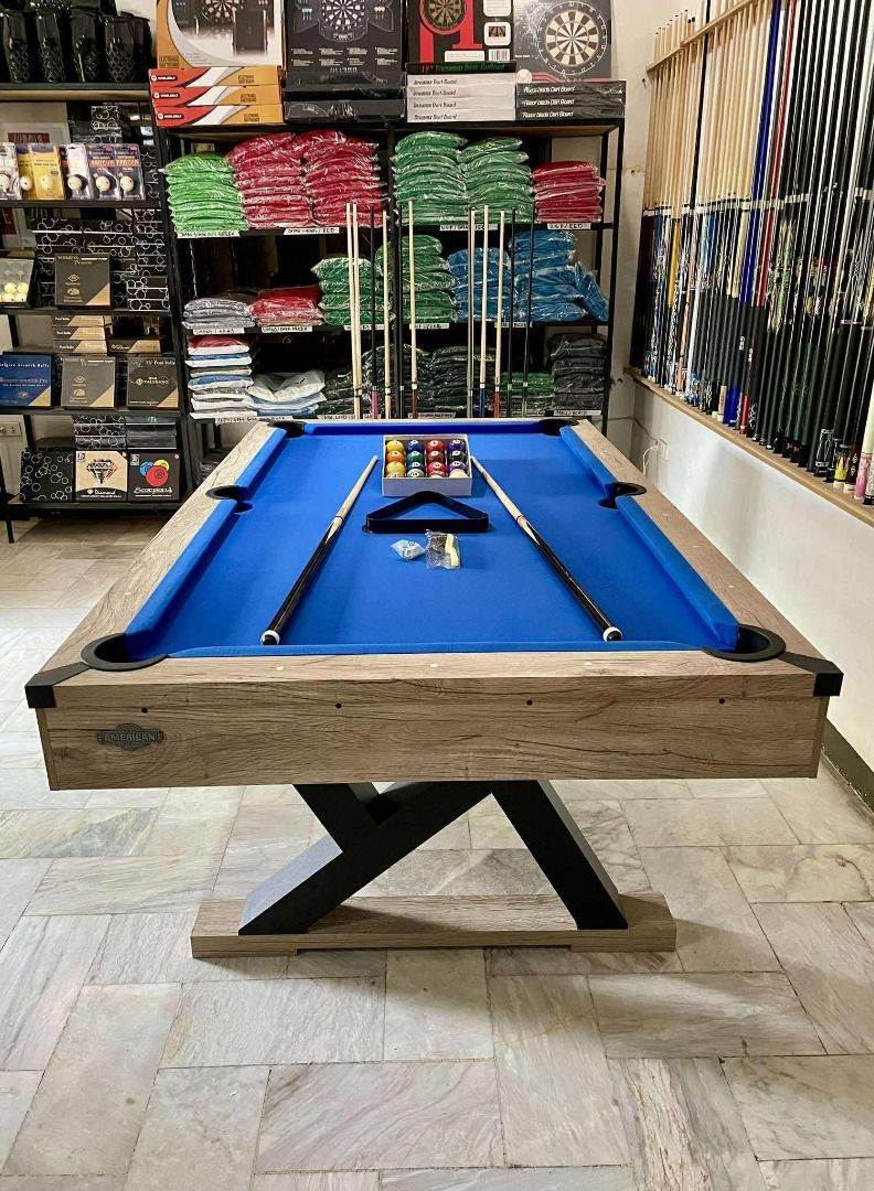 billiard table (Category: Billiards and Bowling) located in Caloocan City. Submitted by warmshark-d5dd7f (Listing ID 1425079928, Image 1). Description: 4x7ft 3in1 CROSS LEGS MULTI-GAMING TABLE ! ✅Junior size ✅Medium density fiberboard ✅Length: 214 cm ✅Width: 120 cm ✅Height: 78 cm Uses: ✅Billiard ✅Table tennis ✅Dining .