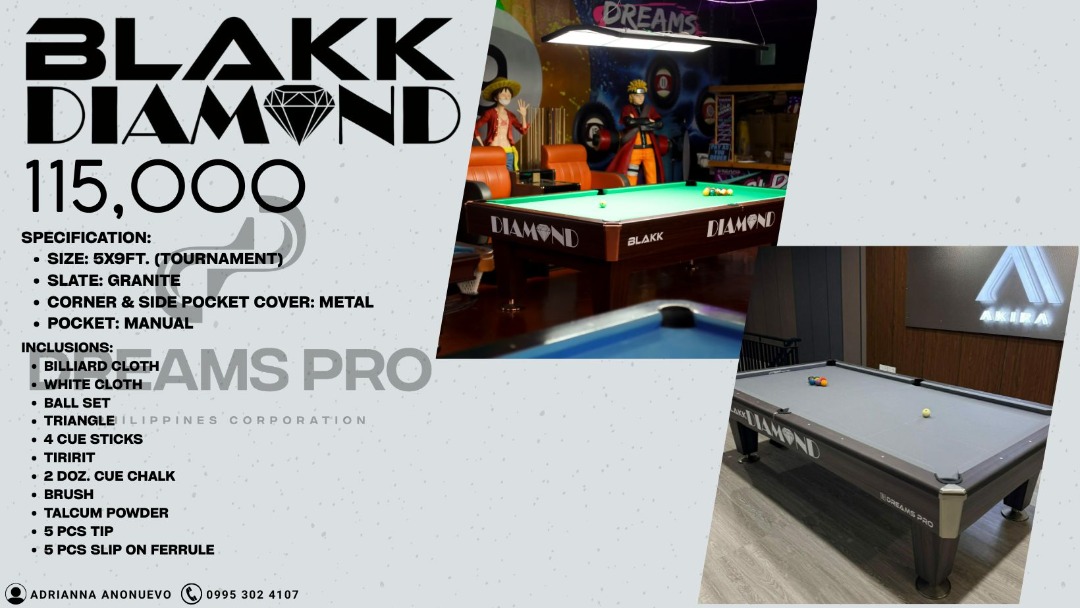 BLAKK DIAMOND 8 BILLIARD TABLE, Sports Equipment, Sports & Games ...