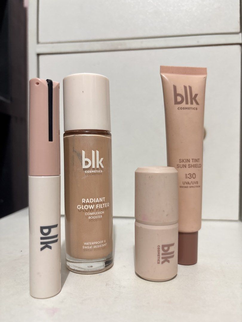 blk Cosmetics Makeup Set (Category: Makeup) located in Manila. Submitted by our2ndshoppe (Listing ID 1425075144, Image 1). Description: BLK glow filter almost full, mascara, blusher shade dessert rose, skin tint butterscotch 50% w/ freebies.