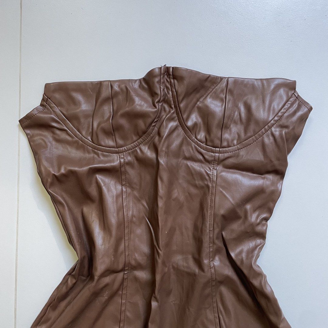 Brown Leather Bodycon dress (L) (Category: Dresses) located in Tarlac. Submitted by 2313closet (Listing ID 1425081805, Image 1). Description: .