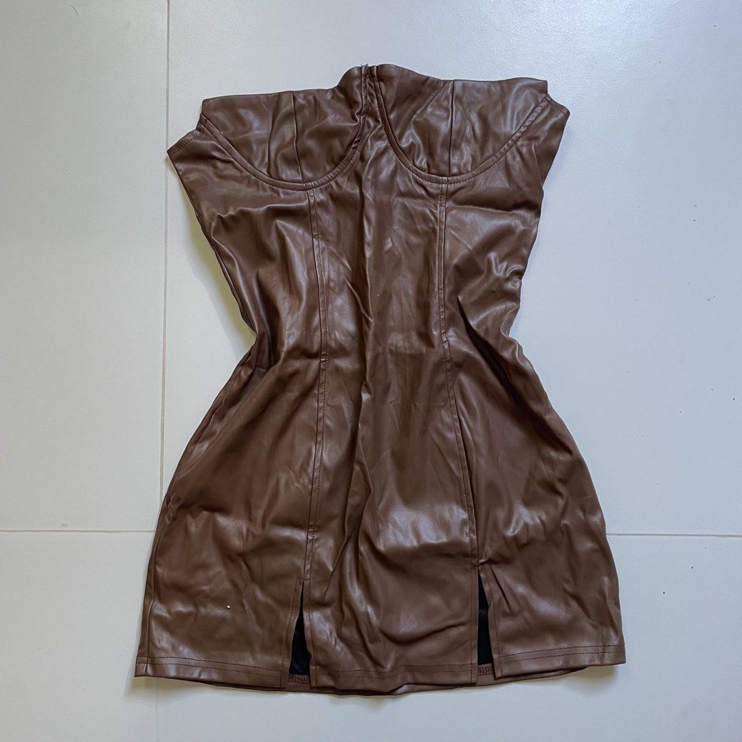 Brown Leather Bodycon dress (L) (Category: Dresses) located in Tarlac. Submitted by 2313closet (Listing ID 1425081805, Image 3). Description: .