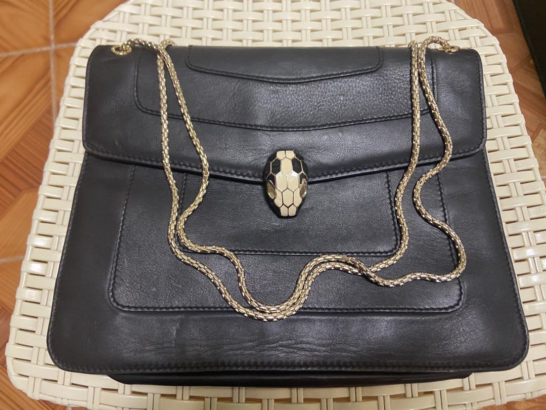 Bvlgari Serpenti Forever Shoulder Bag (Category: Luxury Bags & Wallets) located in Imus. Submitted by chblyt (Listing ID 1425176168, Image 3). Description: - Original - Leather - Gold-tone with Serpenti snake head closure - Gold chain strap - Pre-loved with normal signs of use - Still in good condition and perfect for everyday use or special occasions. .