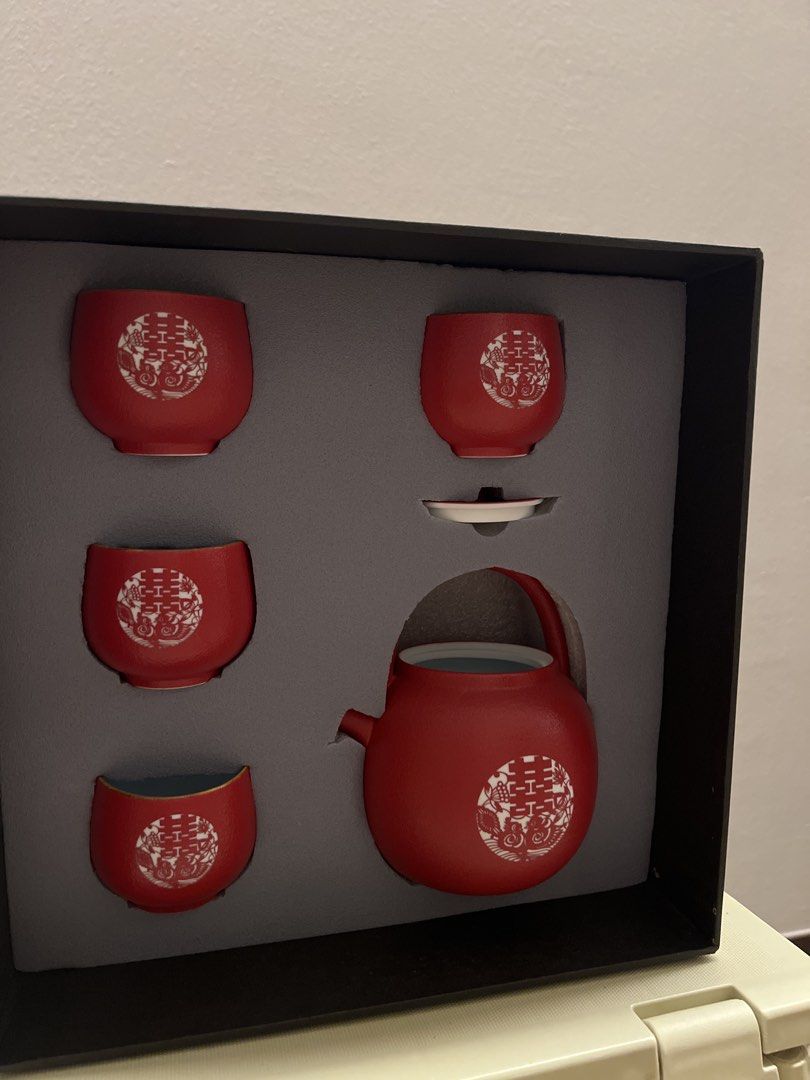 Chinese Wedding Tea Set - Red Ceramic451134322167654400